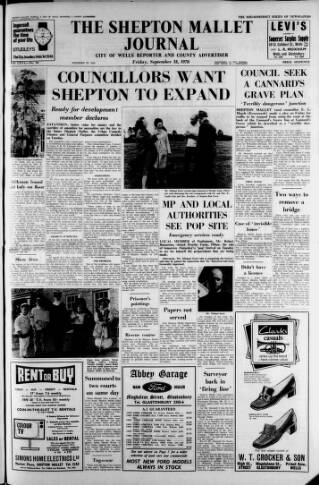 cover page of Shepton Mallet Journal published on September 18, 1970