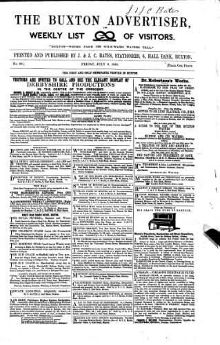 cover page of Buxton Advertiser published on July 6, 1855
