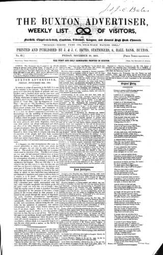 cover page of Buxton Advertiser published on November 30, 1855