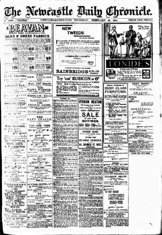 cover page of Newcastle Daily Chronicle published on February 28, 1918