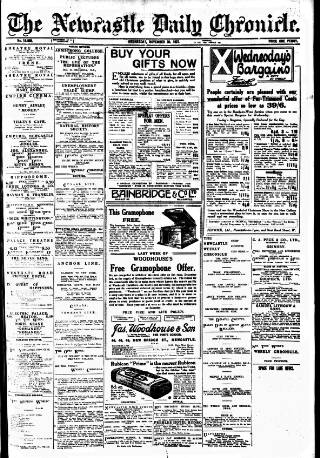 cover page of Newcastle Daily Chronicle published on November 30, 1921