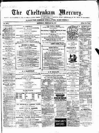 cover page of Cheltenham Mercury published on February 28, 1874
