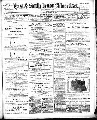 cover page of East & South Devon Advertiser. published on November 15, 1890