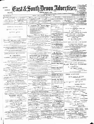 cover page of East & South Devon Advertiser published on December 30, 1893