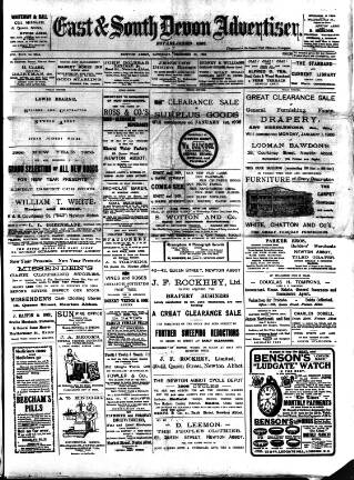 cover page of East & South Devon Advertiser published on December 30, 1905