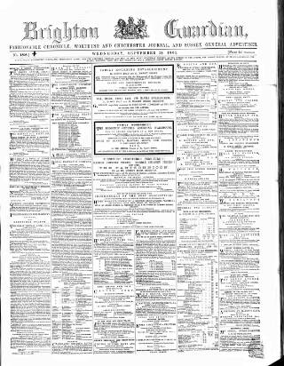 cover page of Brighton Guardian published on September 18, 1861