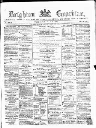 cover page of Brighton Guardian published on July 6, 1864