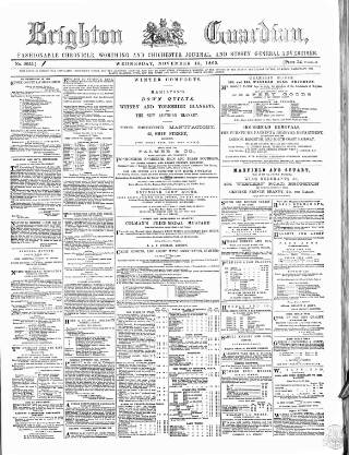 cover page of Brighton Guardian published on November 15, 1865