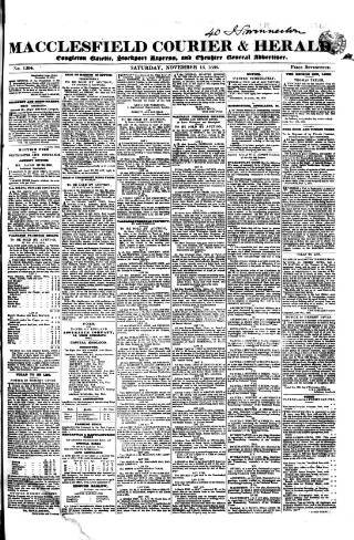 cover page of Macclesfield Courier and Herald published on November 15, 1834