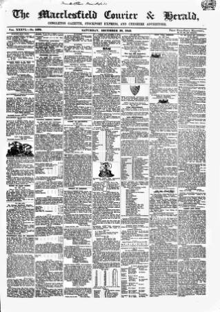 cover page of Macclesfield Courier and Herald published on December 30, 1843
