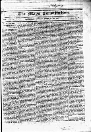 cover page of Mayo Constitution published on February 28, 1831