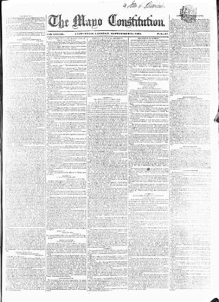 cover page of Mayo Constitution published on September 18, 1838