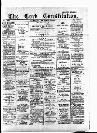 cover page of Cork Constitution published on September 18, 1889