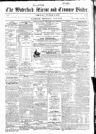 cover page of Waterford Mirror and Tramore Visitor published on July 6, 1864