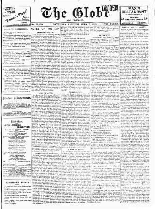 cover page of Globe published on July 6, 1912