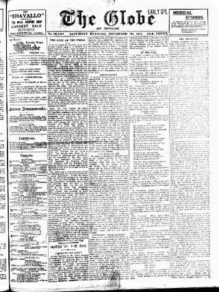 cover page of Globe published on November 30, 1912