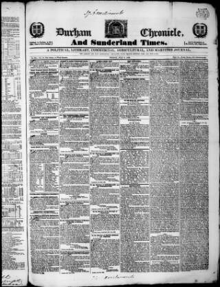 cover page of Durham Chronicle published on July 6, 1832