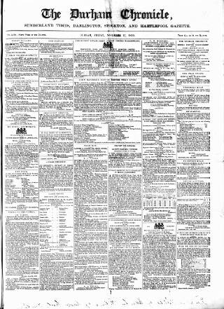 cover page of Durham Chronicle published on November 15, 1850