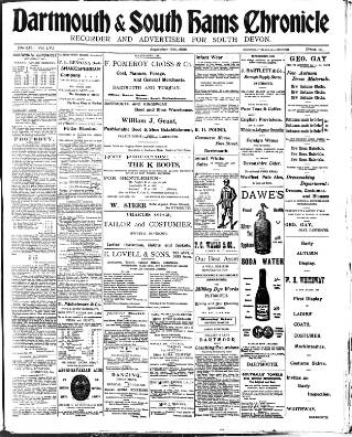 cover page of Dartmouth & South Hams chronicle published on September 18, 1908