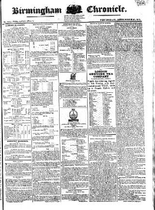 cover page of Birmingham Chronicle published on December 30, 1819