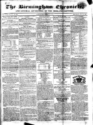 cover page of Birmingham Chronicle published on July 6, 1826