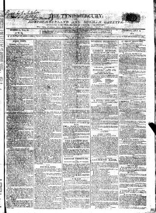 cover page of Tyne Mercury; Northumberland and Durham and Cumberland Gazette published on July 6, 1802