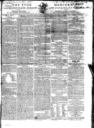 cover page of Tyne Mercury; Northumberland and Durham and Cumberland Gazette published on November 15, 1803