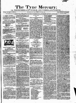 cover page of Tyne Mercury; Northumberland and Durham and Cumberland Gazette published on May 29, 1821