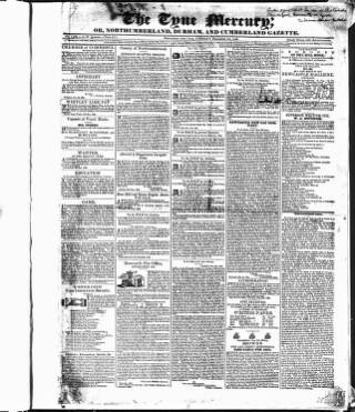 cover page of Tyne Mercury; Northumberland and Durham and Cumberland Gazette published on December 30, 1828