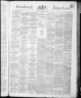 cover page of Edinburgh Advertiser published on September 18, 1857