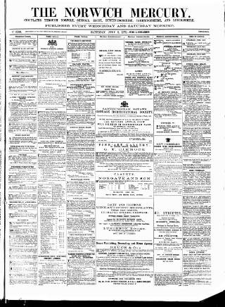 cover page of Norwich Mercury published on July 6, 1872