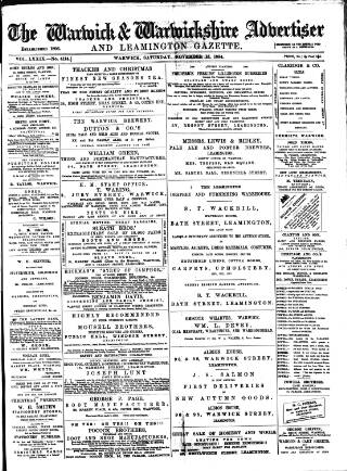 cover page of Warwick and Warwickshire Advertiser published on November 15, 1884