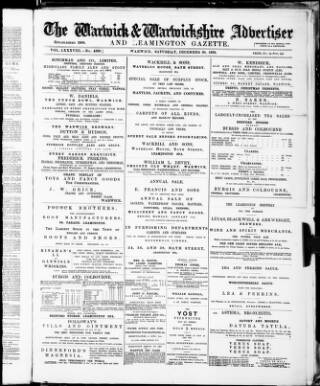 cover page of Warwick and Warwickshire Advertiser published on December 30, 1893