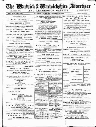 cover page of Warwick and Warwickshire Advertiser published on December 30, 1899