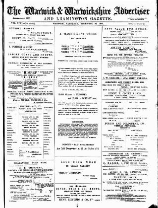 cover page of Warwick and Warwickshire Advertiser published on November 30, 1901