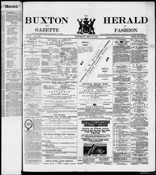 cover page of Buxton Herald published on September 18, 1889