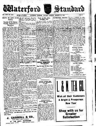 cover page of Waterford Standard published on December 30, 1939