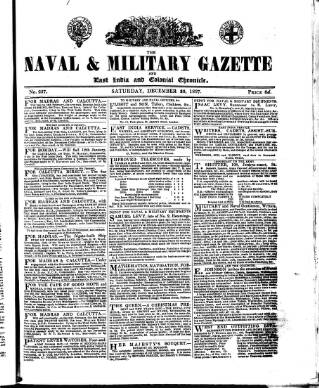 cover page of Naval & Military Gazette and Weekly Chronicle of the United Service published on December 30, 1837