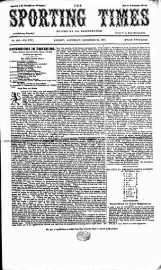 cover page of Sporting Times published on December 30, 1871