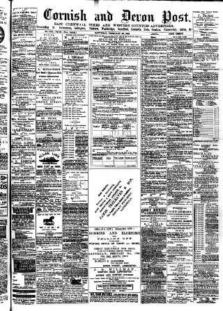 cover page of Cornish & Devon Post published on February 28, 1885