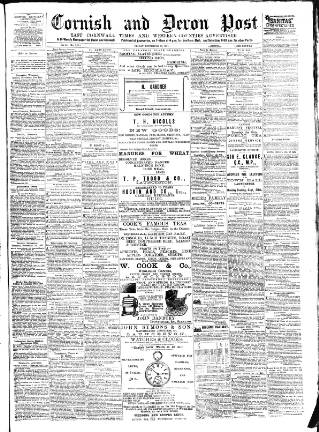 cover page of Cornish & Devon Post published on September 18, 1891