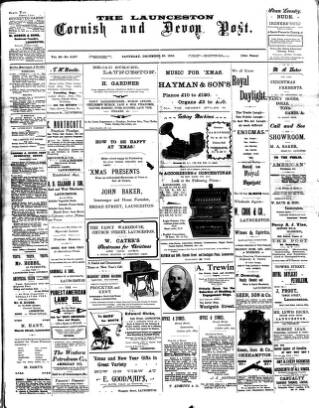 cover page of Cornish & Devon Post published on December 30, 1905