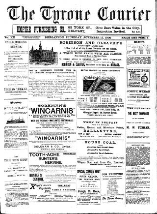 cover page of Tyrone Courier published on November 15, 1900