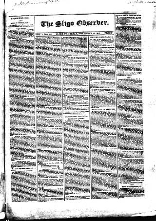 cover page of Sligo Observer published on November 25, 1830