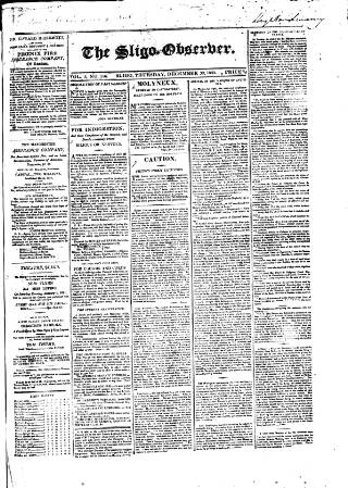 cover page of Sligo Observer published on December 30, 1830