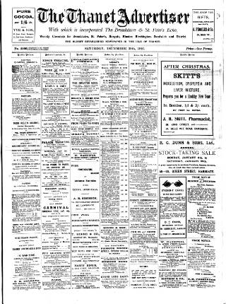 cover page of Thanet Advertiser published on December 30, 1916