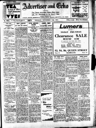 cover page of Thanet Advertiser published on November 15, 1932