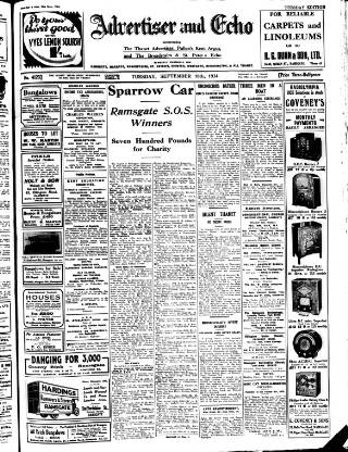 cover page of Thanet Advertiser published on September 18, 1934
