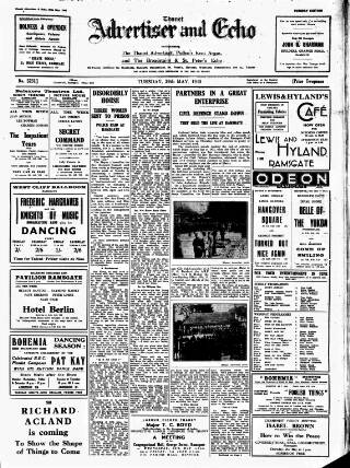 cover page of Thanet Advertiser published on May 29, 1945
