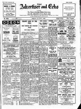 cover page of Thanet Advertiser published on July 6, 1945